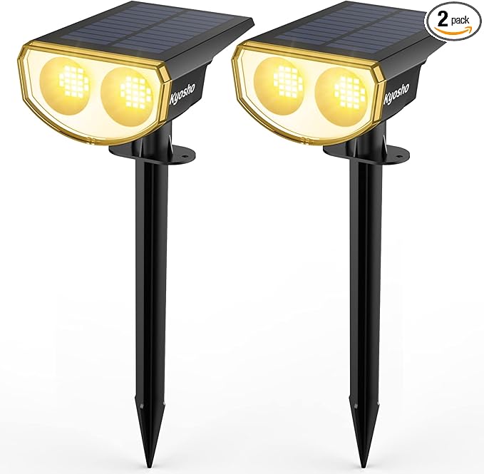 Kyosho Solar Spot Lights Outdoor Warm White, 38 LEDs Solar Landscape Lights IP67 Waterproof, 2-in-1 Outdoor | Lumora