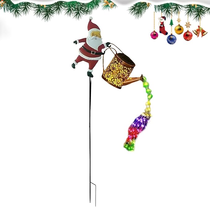 Solar Lights Outdoor | Waterproof Santa Claus Watering Can Design - Decorative Solar Watering Can with Lights,for Walkway Courtyards Backyard Pathway Terrace Balcony Landscaping Porch Patio