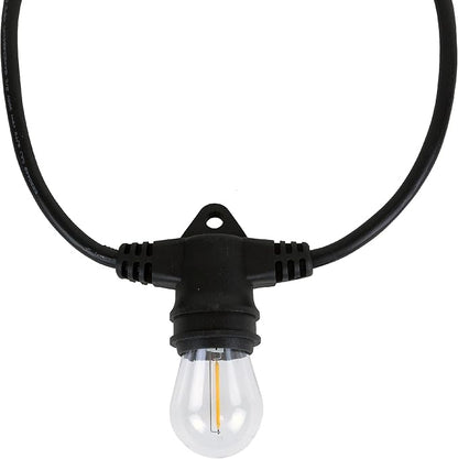 Aurio 48ft Waterproof Outdoor String Lights with Inline Vintage LED Edison Bulbs - Commercial Grade Patio Lights for Cafe Ambiance - 36 in Light Spacing
