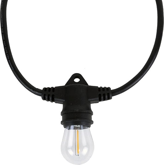 Aurio 48ft Waterproof Outdoor String Lights with Inline Vintage LED Edison Bulbs - Commercial Grade Patio Lights for Cafe Ambiance - 36 in Light Spacing