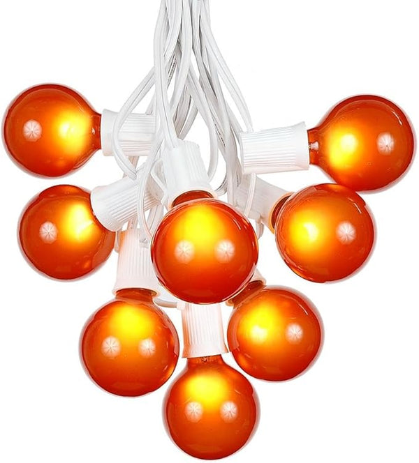 100 Foot G50 Outdoor Patio String Lights with 125 Orange Globe Bulbs – Indoor Outdoor String Lights – Market Bistro | Lumora