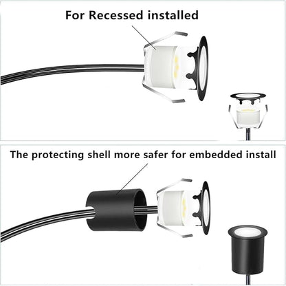 LED Recessed Deck Light Kits with Protecting Shell,Outdoor Landscape Lighting IP67 Waterproof,DC 12V Low Voltage Warm White for Garden,Yard,Stair,Patio,Decoration In Ground(30pcs,Black Border)