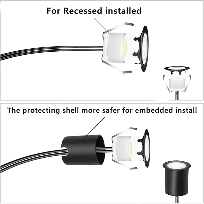 LED Recessed Deck Light Kits with Protecting Shell,LED Outdoor Landscape Lighting Warm White IP67 Waterproof,DC 12V | Lumora