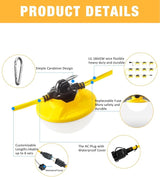 100FT Construction String Light 130W 16000Lm, 5000K Industrial Grade LED String Work - Outdoor Security Flood Light | Lumora
