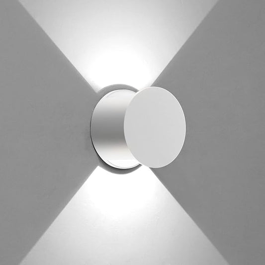 Kawell 8W Modern LED Wall Sconce Light Up Down Waterproof Outdoor Wall Lamp Indoor Hardwired for Bedroom Bathroom Hallway Stairs Porch, White 6000K