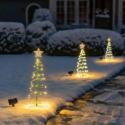 4 Pack 2 FT Solar Christmas Tree Lights Outdoor Christmas Decorations Waterproof Outdoor Light Up Xmas Pathway Markers with Stake for Christmas Outside Yard Lawn Pathway Walkway (Rustic, 6)