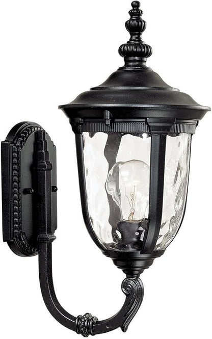 John Timberland Bellagio European Outdoor Wall Light Fixture Texturized Black Upbridge 16 1/2" Hammered Glass for Exterior House Porch Patio Outside Deck Garage Yard Front Door Garden Home