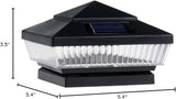 4-Pack Solar Black Post Deck Fence Cap Lights for 4" X 4" Wood Post With White LEDs and Vertical-lined Clear | Lumora