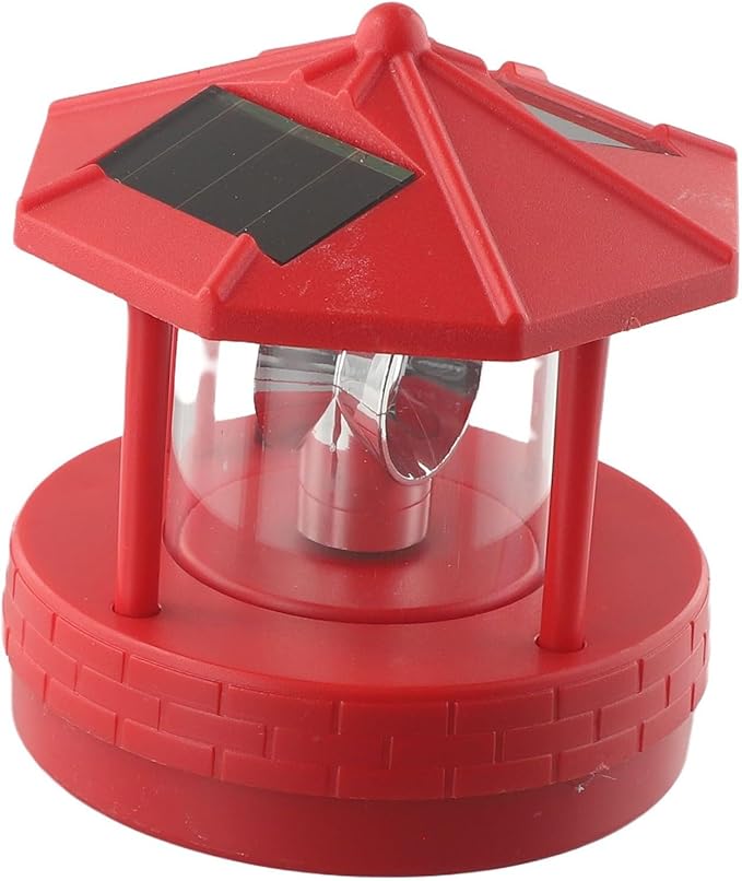 JurwheeR LED Solar Powered Lighthouse, 360 Degree Rotating Lamp IP65 Waterproof LED Solar Lighthouse Landscape Path Lights Garden Yard Outdoor Decor(Red), D21GY288OP822P78MRTZ18