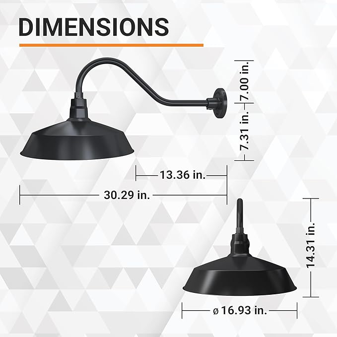17in. Satin Black Outdoor Gooseneck Barn Light Fixture With 22in. Long Extension Arm - Wall Sconce Farmhouse | Lumora