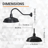 17in. Satin Black Outdoor Gooseneck Barn Light Fixture With 22in. Long Extension Arm - Wall Sconce Farmhouse | Lumora
