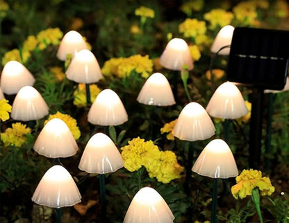 Mini Solar Mushroom Light 8 Modes 11.5ft Solar Pathway Lights 10 LEDS Multi-Color Fairy String Light Outdoor Waterproof Cute Mushroom Shaped Landscape Light for Christmas Halloween Backyard Lawn 1 Set