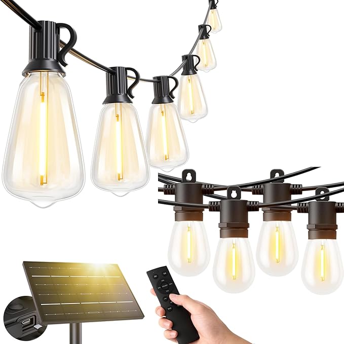Svater 200FT Patio String Lights + 50FT ST38 Solar String Lights Outdoor with Remote | Lumora