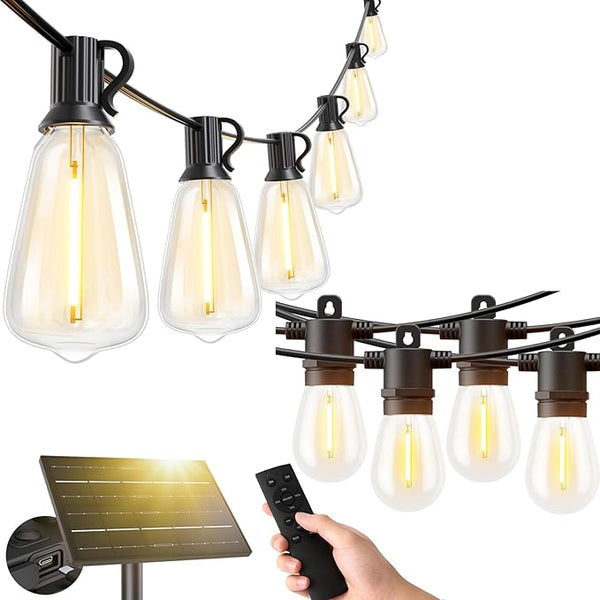 Svater 200FT Patio String Lights + 50FT ST38 Solar String Lights Outdoor with Remote | Lumora