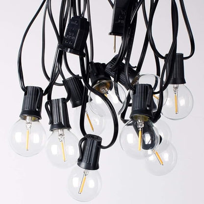 Outdoor String Lights 100ft with LED Filament Bulbs 50+2(Spare) Dimmable Shatterproof Waterproof, for Indoor/Outdoor Decoration and Lighting, Edison Vintage Style Warm 2200K