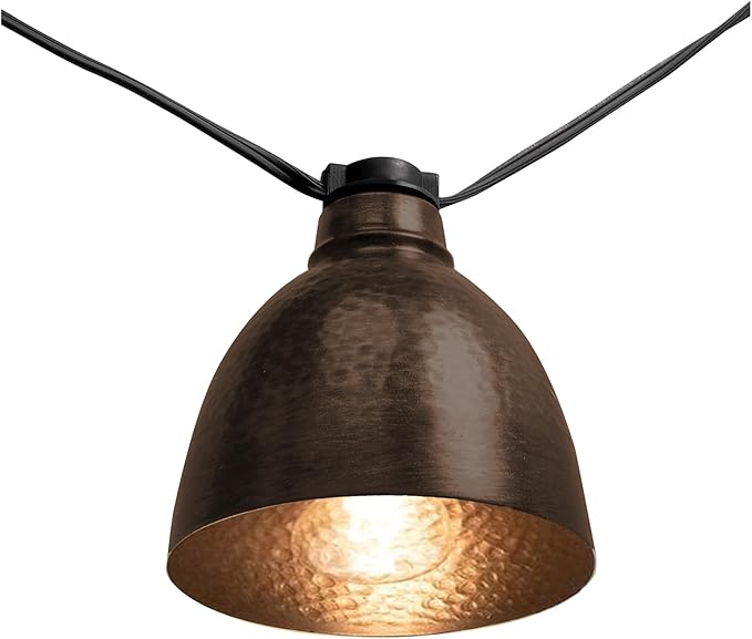 LumaBase Electric Café String Lights with 10 Brown Metal Domes
