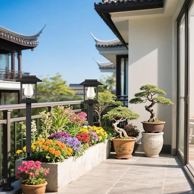 4 Pack Solar Pathway Lights，Solar Garden Lights Outdoor Waterproof for Courtyard, Balcony, Garden, Lawn, Poolside.