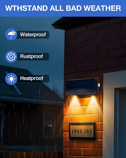 Fence Lights Solar Powered Outdoor Waterproof Outside Wall LED Landscaping Lamp 12 Pack for Yard, Deck, Patio, Rail, Garage, Pool, Balcony, Energy Efficient Warm White Safety and Ambiance,Easy Install