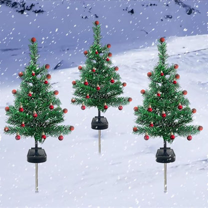 Solar Christmas Tree Garden Stake Lights, 2Pcs Outdoor LEDs Solar Powered Xmas Pathway Lights, Christmas Decorations Tree Lights for Porch Pathway Yard Decor, Medium, Type 1, USAEUBU4391