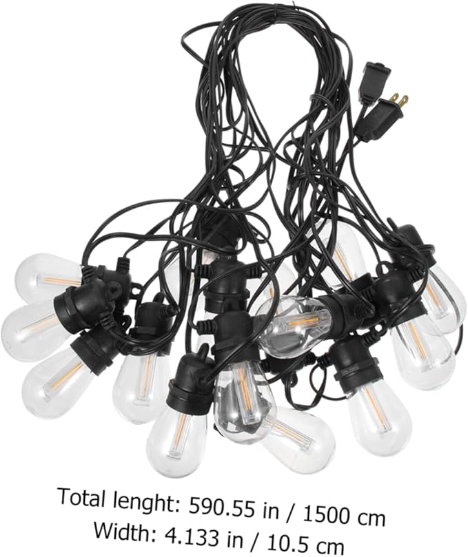 Veemoon 15m Led String Lights for Outdoor Camping High Voltage Fairy Lights LEDs for Garden Party and Tent Decoration Us