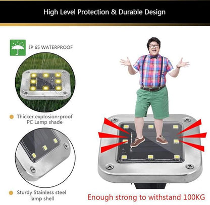 Solar Light Outdoor,8 LED Garden Ground Lights Waterproof Patio Outdoor Light for Lawn,Pathway,Yard,Driveway,Step and Walkway (4 Pack White)