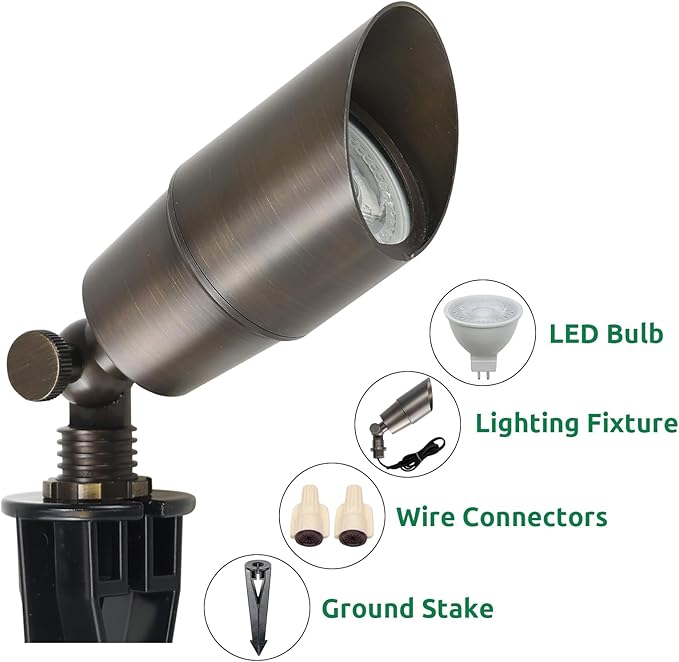 DOSHINE® Solid Brass Landscape LED Spotlights Outdoor Low Voltage Landscape Lighting AC/DC 12V Uplight Accent Light | Lumora