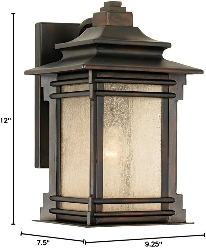Franklin Iron Works Hickory Point Farmhouse Rustic Mission Outdoor Wall Light Fixture Walnut Bronze 12" Frosted | Lumora