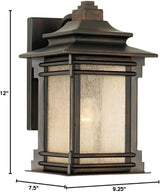 Franklin Iron Works Hickory Point Farmhouse Rustic Mission Outdoor Wall Light Fixture Walnut Bronze 12" Frosted | Lumora