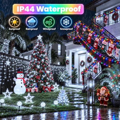 Connectable 240LED String Lights, Christmas Lights Cool White to Multicolor