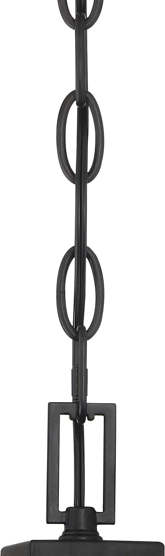 Possini Euro Design Arley Modern Outdoor Hanging Ceiling Light Fixture Black Geometric Frame 12 1/2" Seedy Glass | Lumora