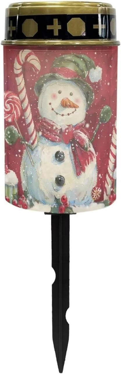 Garden Decor Solar Light Cute Snowman-Christmas Outdoor Stake Patio Yard Lawn Porch Pathway Grave Solar Lights for Cemetery Christmas Outside Waterproof Decorations