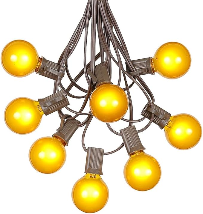 100 Foot G40 Outdoor Patio String Lights with 125 Yellow Globe Bulbs – Indoor Outdoor String Lights – Market Bistro | Lumora