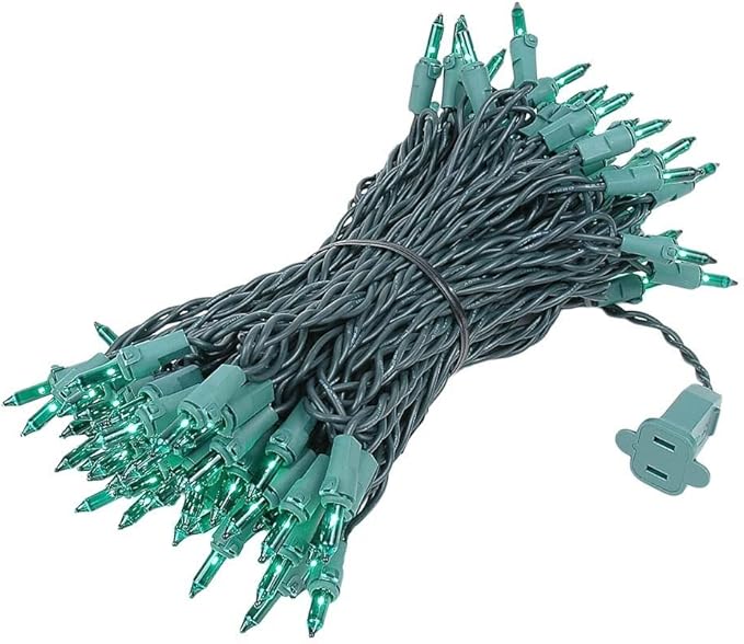 Holiday Essence - 100 Green Christmas Light Set String Lights with Green Wire Professional Grade Indoor and Outdoor Use Decorate Christmas Trees Bushes Fences Garden Party Patio Decor