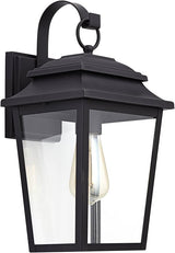 John Timberland Bellis Verde Outdoor Wall Light Sconce Fixture Texturized Black Steel 15 1/4" Clear Glass Lantern | Lumora