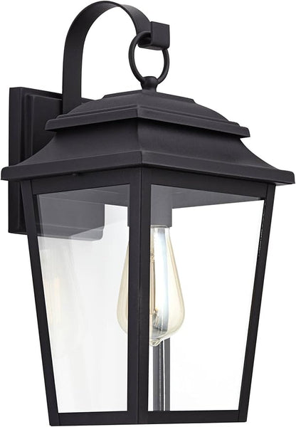 John Timberland Bellis Verde Outdoor Wall Light Sconce Fixture Texturized Black Steel 15 1/4" Clear Glass Lantern for Exterior House Porch Patio Outside Deck Garage Yard Front Door Garden Home