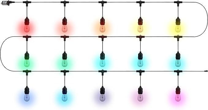 Outdoor String Lights - 50FT Color-Changing Patio Lights with Remote and Vintage-Style LED Edison Bulbs for Porch, Backyard, and Events by Pure Garden
