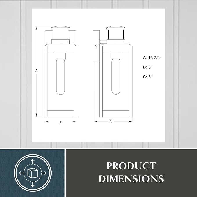 VAXCEL Kinzie Outdoor Porch Light, 5" W x 13.75" H Black Outdoor Lantern, Motion Sensor Wall Light for Porch | Lumora