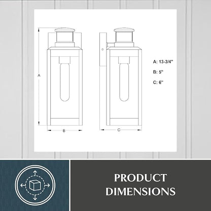 VAXCEL Kinzie Outdoor Porch Light, 5" W x 13.75" H Black Outdoor Lantern, Motion Sensor Wall Light for Porch, Patio, Deck, or Front Door