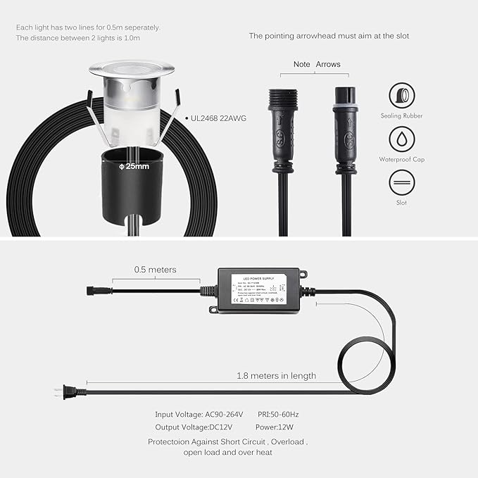LED Recessed Deck Light Kits with Protecting Shell,LED Outdoor Landscape Lighting IP67 Waterproof,DC 12V Low | Lumora