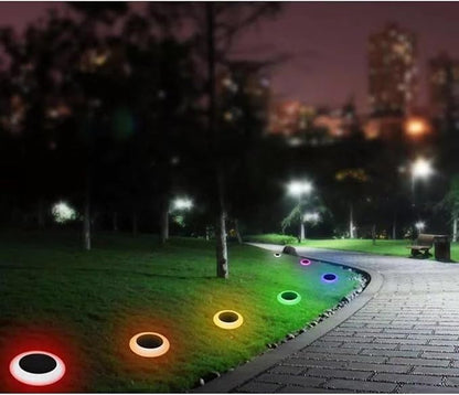 4pcs RGB Colorful Solar Garden Lights 8 Modes, Outdoor Solar Powered Ground Plug Pathway Lights for Yard and Landscape Decoration