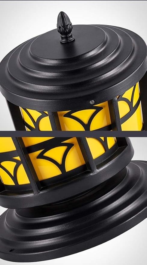 LaseVe Lights Outdoor Vintage Light Luxury Yellow Acrylic Column Lights Outdoor Waterproof Metal Iron Post Lights | Lumora