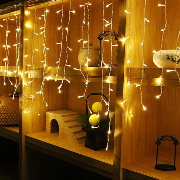 Lainin 3.5M/11ft 96 LED Warm White Linkable Fairy Curtain String Light with 8 Modes Memory Functional Controller | Lumora