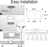 FVTLED LED Deck Lights Kit, 50pcs Φ1.22 WiFi Smart Phone Control Low Voltage Recessed RGBW Deck Lighting Waterproof | Lumora