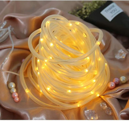 Solar String Lights, 23FT Solar Rope Lights, 8 Modes 50 LED Outdoor Lighting Rope, Waterproof Copper Wire Rope String Light for Outdoor Indoor Home Garden Patio Parties(Warm White)