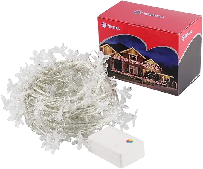 100 LED Red Cherry Blossom Flowrer String Lights, 33 FT Plug in Fairy Floral Lamp with 8 Modes, Flexible Clear Wire | Lumora