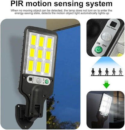 anso LED Solar Light Outdoor Garden PIR Motion Sensor 3 Modes Lamp Security Street Lamp Wall Yard (B,with Remote)