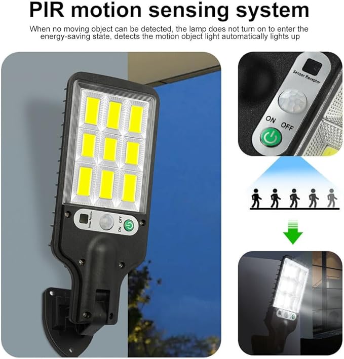 anso LED Solar Light Outdoor Garden PIR Motion Sensor 3 Modes Lamp Security Street Lamp Wall Yard (C,Without Remote)