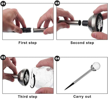 Solar Stake Lights 2 Pack,Outdoor Solar Lights Crackle Glass Hanging Light Solar Powered Path Light Crackle Ball Stake Lights Landscape Lighting for Garden Patio Yard