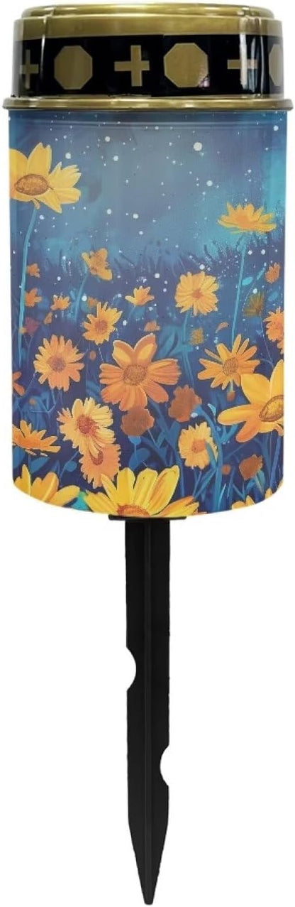Yellow Flower Solar Path Lights Outdoor Waterproof Walkway Solar Lights for Outside Solar Powered Outdoor Lights Solar Powered Pathway Lights for House Yard Decor