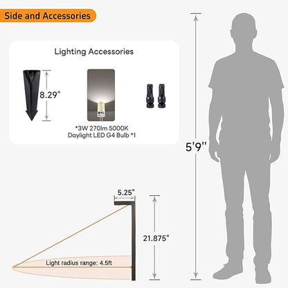 Gardenreet Brass Outdoor Garden Lights, Low Voltage Wired Landscape Path Lights, 12V Electric Waterproof Bronze L Shape Pathway Lights for Walkway Sideway Patio with 3W 270LM 5000K G4 Bulb 10 Pack